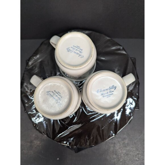 Chantilly Fleur de Lune Floral Coffee Mug Stoneware Stackable 8 Oz Lot of 3 - Picture 7 of 9